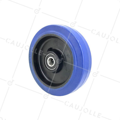 ROUE DE TRANSPALETTE ELASTIQUE NON TACHANTE DIAMÈTRE 200 MM CHARGE 450 KG AXE 20 MM A BILLES- S2015 200 • Caujolle