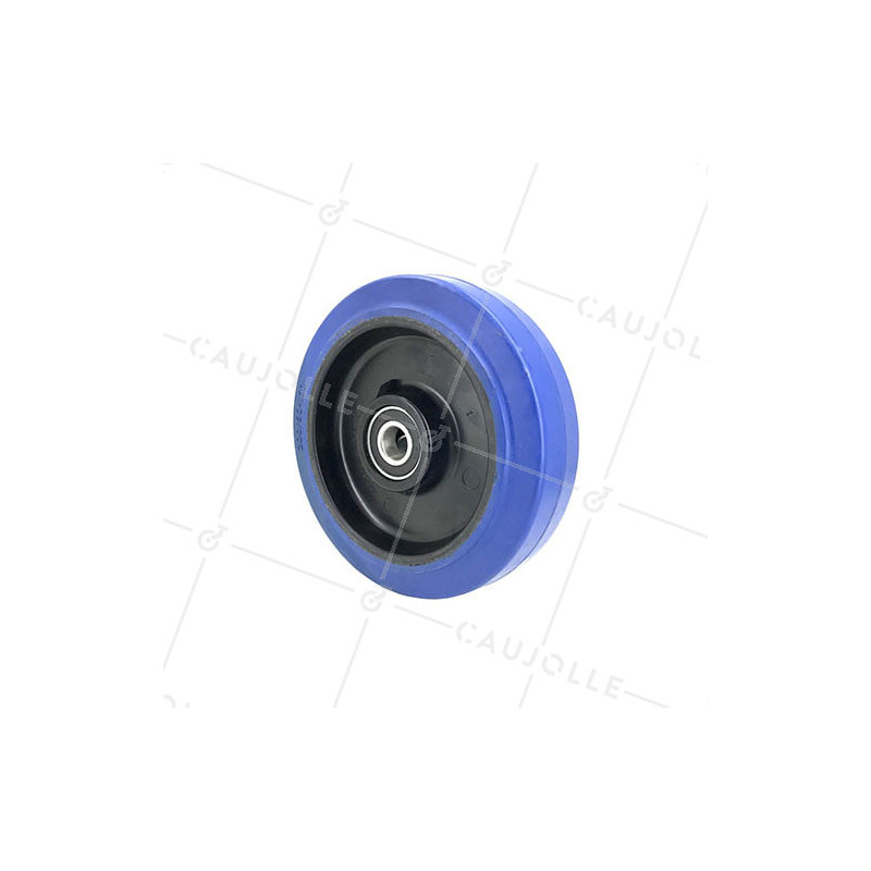 ROUE DE TRANSPALETTE ELASTIQUE NON TACHANTE DIAMÈTRE 200 MM CHARGE 450 KG AXE 20 MM A BILLES- S2015 200