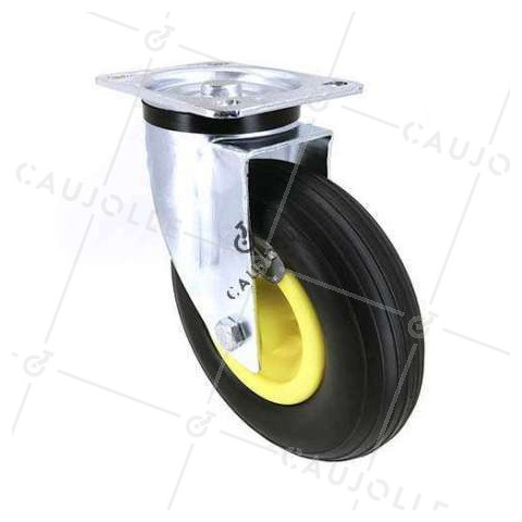 SUPPLE PUNCTURE-PROOF SWIVEL CASTOR FOR GRAVEL 200 MM DIAMETER 50 KG MAX LOAD • Caujolle