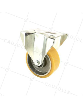 FIXED CASTOR IN POLYURETHANE WITH ALUMINIUM RIM DIAMETER 100 MM MAX LOAD 200 KG - S75AR 100 • Caujolle