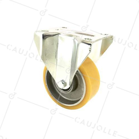 ROULETTE FIXE EN POLYURÉTHANE JANTE ALUMINIUM DIAMÈTRE 100 MM CHARGE 200KG - S75AR 100 • Caujolle