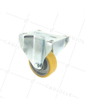 FIXED POLYURETHANE CASTOR ALUMINIUM RIM DIAMETER 80 MM MAX LOAD 180 KG - S75AR 80 • Caujolle