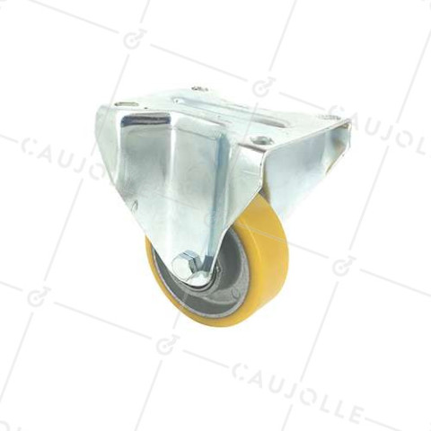 FIXED POLYURETHANE CASTOR ALUMINIUM RIM DIAMETER 80 MM MAX LOAD 180 KG - S75AR 80 • Caujolle