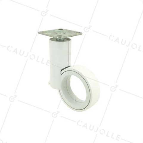 white FUTURIST DESIGN CASTOR WITH FIXING PLATE 65 MM DIAMETER 30 KG MAX LOAD - GRAVITY65PW • Caujolle