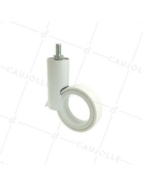 ROULETTE FUTURISTE BLANCHE À TIGE FILETÉE DE 8 MM DIAMÈTRE 65 MM CHARGE 30KG  - GRAVITY65TFW8 • Caujolle