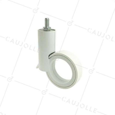 ROULETTE FUTURISTE BLANCHE À TIGE FILETÉE DE 8 MM DIAMÈTRE 65 MM CHARGE 30KG  - GRAVITY65TFW8 • Caujolle