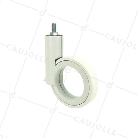 WHITE FUTURIST DESIGN CASTOR WITH 8 MM THREADED STEM 90 MM DIAMETER 35KG MAX LOAD - GRAVITY90TFW8 • Caujolle