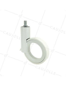 ROULETTE FUTURISTE BLANCHE À TIGE FILETÉE DE 10 MM DIAMÈTRE 90 MM CHARGE 35KG - GRAVITY90TFW10 • Caujolle