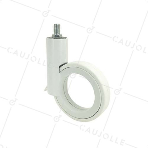 WHITE FUTURIST DESIGN CASTOR WITH 10 MM THREADED STEM 90 MM DIAMETER 35KG MAX LOAD - GRAVITY90TFW10 • Caujolle