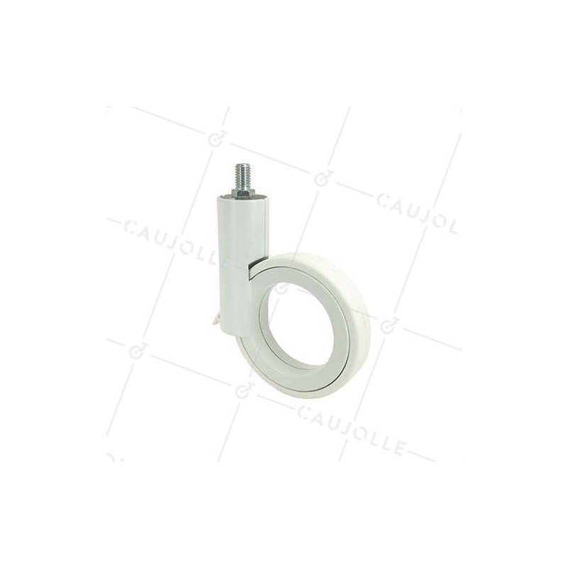 ROULETTE FUTURISTE BLANCHE À TIGE FILETÉE DE 10 MM DIAMÈTRE 90 MM CHARGE 35KG - GRAVITY90TFW10