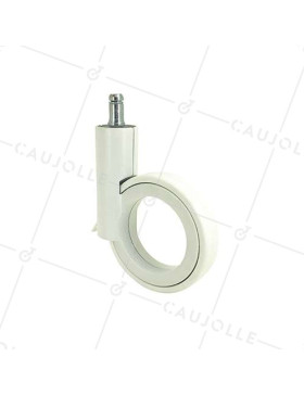 ROULETTE FUTURISTE BLANCHE À TIGE LISSE DE 11 MM DIAMÈTRE 90 MM CHARGE 35KG - GRAVITY90TLW11 • Caujolle