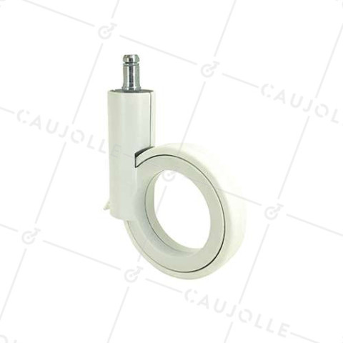 WHITE FUTURIST DESIGN CASTOR WITH 11 MM SMOOTH STEM 90 MM DIAMETER 35 KG MAX LOAD - GRAVITY90TLW11 • Caujolle