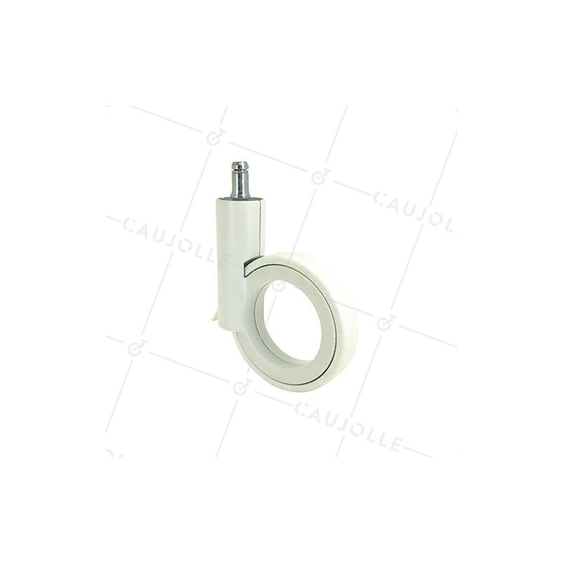 ROULETTE FUTURISTE BLANCHE À TIGE LISSE DE 11 MM DIAMÈTRE 90 MM CHARGE 35KG - GRAVITY90TLW11