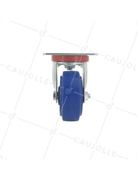 Industrial usage castor wheel swivel 100 mm diameter blue rubber 1