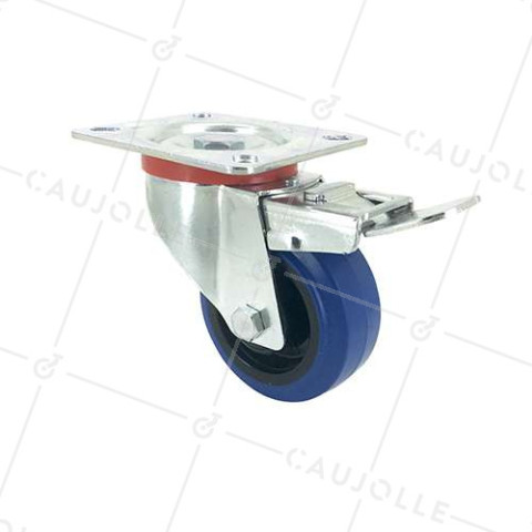 SWIVEL CASTOR IN SUPPLE RUBBER 80 MM DIAMETER MAX LOAD 130 KG • Caujolle