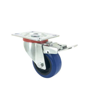 SWIVEL CASTOR IN SUPPLE RUBBER 80 MM DIAMETER MAX LOAD 130 KG