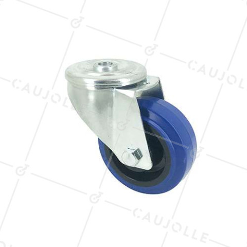 SWIVEL CASTOR IN SUPPLE RUBBER 80 MM DIAMETER MAX LOAD 130 KG • Caujolle
