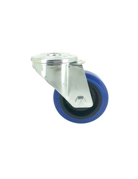 SWIVEL CASTOR IN SUPPLE RUBBER 80 MM DIAMETER MAX LOAD 130 KG