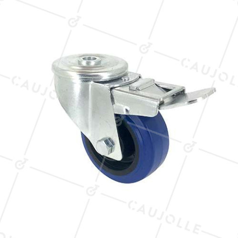 SWIVEL CASTOR IN SUPPLE RUBBER 80 MM DIAMETER MAX LOAD 130 KG • Caujolle
