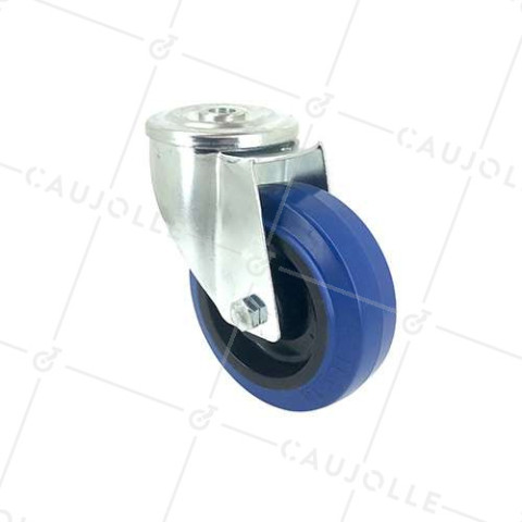 SWIVEL CASTOR IN SUPPLE RUBBER 100 MM DIAMETER MAX LOAD 120 KG • Caujolle