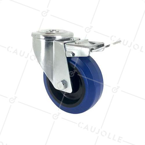 SWIVEL CASTOR IN SUPPLE RUBBER 100 MM DIAMETER MAX LOAD 120 KG • Caujolle