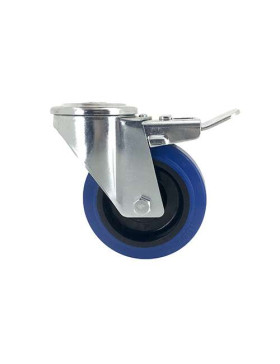 ROULETTE À OEIL À FREIN EN CAOUTCHOUC SUPER ÉLASTIQUE DIAMÈTRE 100 MM CHARGE 120 KG À FIXATION DE 12 MM - S06NS100AF