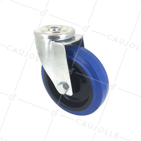 ROULETTE À OEIL EN CAOUTCHOUC SUPER ÉLASTIQUE DIAMÈTRE 125 MM CHARGE 130 KG À FIXATION DE 12 MM - S06NS125 • Caujolle