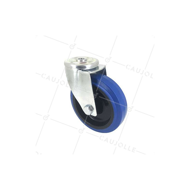 ROULETTE À OEIL EN CAOUTCHOUC SUPER ÉLASTIQUE DIAMÈTRE 125 MM CHARGE 130 KG À FIXATION DE 12 MM - S06NS125