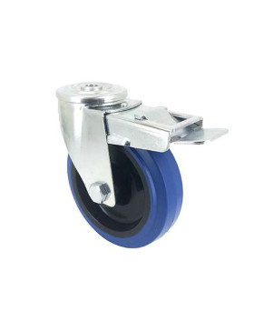 ROULETTE À OEIL À FREIN EN CAOUTCHOUC SUPER ÉLASTIQUE DIAMÈTRE 125 MM CHARGE 130 KG À FIXATION DE 12 MM - S06NS125AF