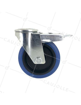 ROULETTE À OEIL À FREIN EN CAOUTCHOUC SUPER ÉLASTIQUE DIAMÈTRE 125 MM CHARGE 130 KG À FIXATION DE 12 MM - S06NS125AF