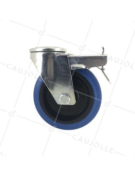 ROULETTE À OEIL À FREIN EN CAOUTCHOUC SUPER ÉLASTIQUE DIAMÈTRE 125 MM CHARGE 130 KG À FIXATION DE 12 MM - S06NS125AF