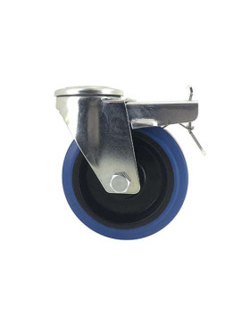 ROULETTE À OEIL À FREIN EN CAOUTCHOUC SUPER ÉLASTIQUE DIAMÈTRE 125 MM CHARGE 130 KG À FIXATION DE 12 MM - S06NS125AF