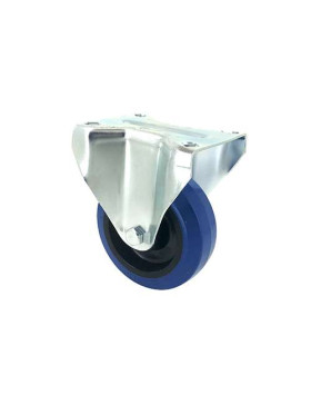 Industrial usage castor wheel no-swivel 100 mm diameter blue rubber 1