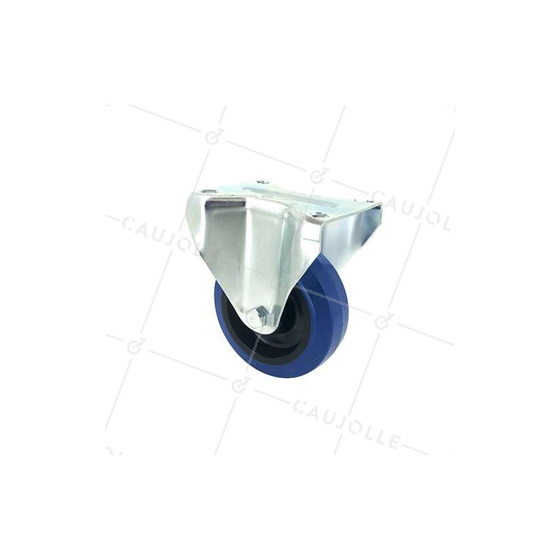 Industrial usage castor wheel no-swivel 100 mm diameter blue rubber 1
