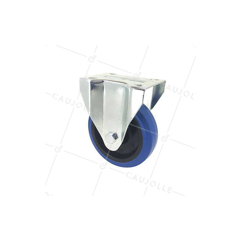 Industrial usage castor wheel no-swivel 125 mm diameter blue rubber 1