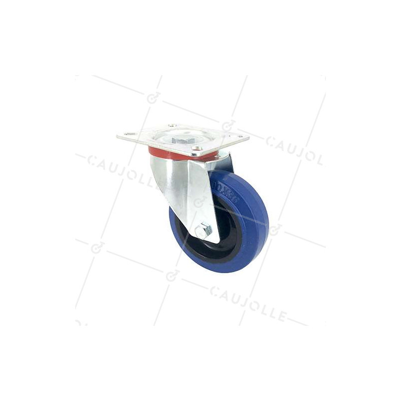Industrial usage castor wheel swivel 100 mm diameter blue rubber 1