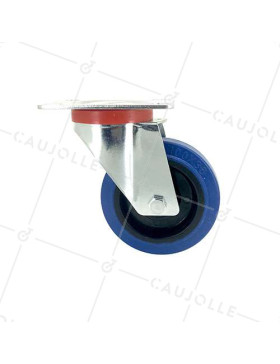 Industrial usage castor wheel swivel 100 mm diameter blue rubber 1