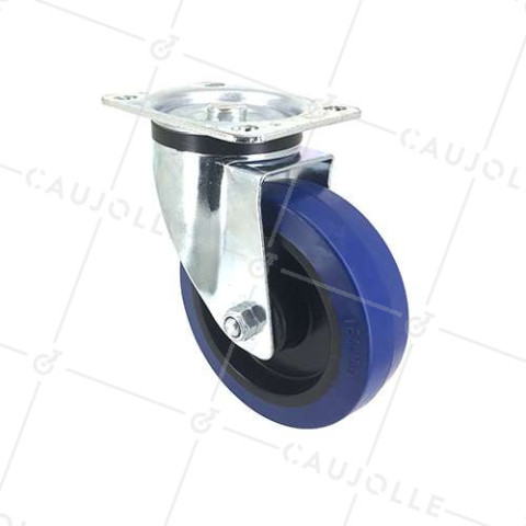 ROULETTE INDUSTRIELLE CAOUTCHOUC SUPER ÉLASTIQUE NON TACHANTE DIAMÈTRE 160 MM CHARGE 200 KG - S74NS160 • Caujolle