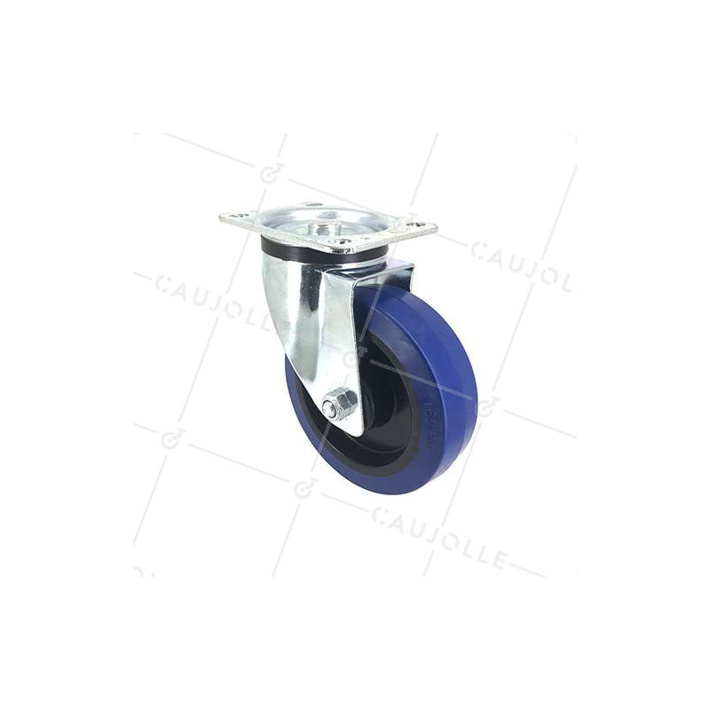 Industrial usage castor wheel swivel 100 mm diameter blue rubber S2NS