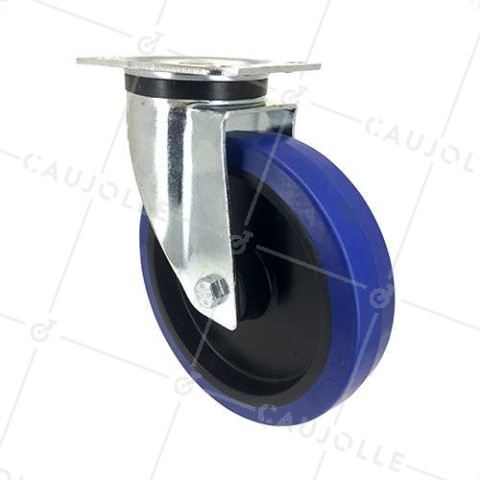 ROULETTE INDUSTRIELLE CAOUTCHOUC SUPER ÉLASTIQUE NON TACHANTE DIAMÈTRE 200 MM CHARGE 250 KG - S74NS200 • Caujolle