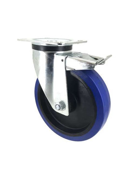 Industrial usage castor wheel swivel 100 mm diameter blue rubber S2NS
