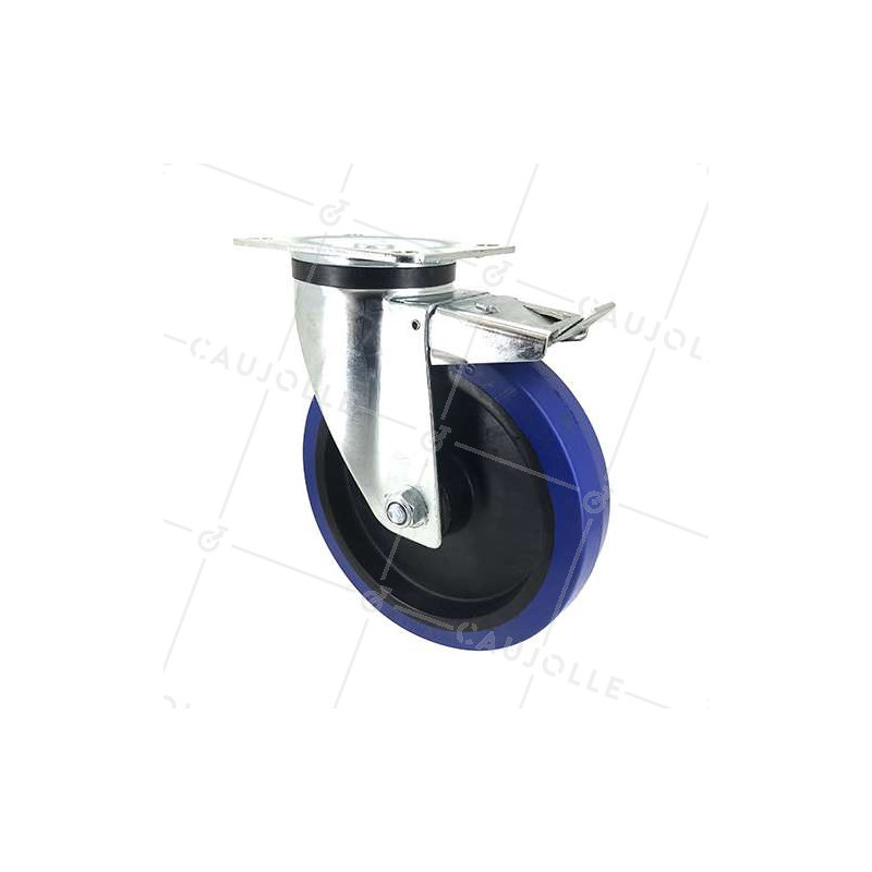 Industrial usage castor wheel swivel 100 mm diameter blue rubber S2NS