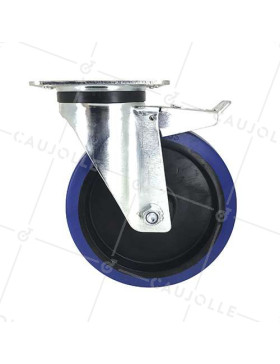 Industrial usage castor wheel swivel 100 mm diameter blue rubber S2NS