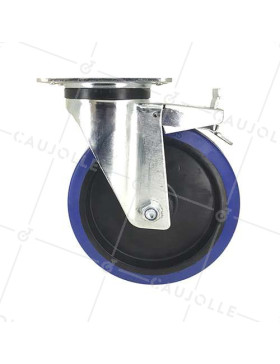 Industrial usage castor wheel swivel 100 mm diameter blue rubber S2NS