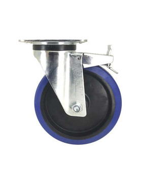 Industrial usage castor wheel swivel 100 mm diameter blue rubber S2NS