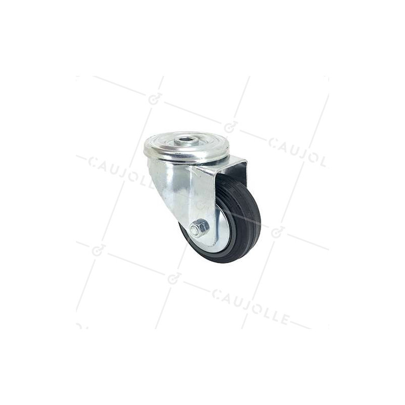 Rubber castor wheel with plate 80 mm diameter S2C 