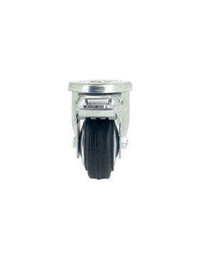 Rubber castor wheel with plate and brake 80 mm diameter S2C 
