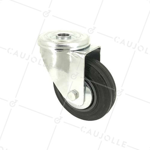Rubber castor wheel with plate 80 mm diameter S2C  • Caujolle