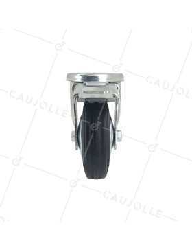 Rubber castor wheel with plate and brake 80 mm diameter S2C 