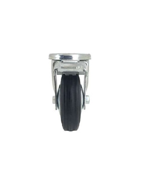 Rubber castor wheel with plate and brake 80 mm diameter S2C 